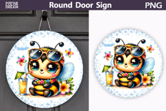 Summer Bee Round Door Sign | Tropical Floral Bumblebee Product Image 1