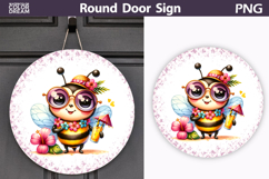 Summer Bee Round Door Sign | Tropical Floral Bumblebee Product Image 1