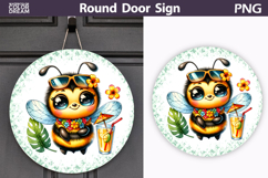 Summer Bee Round Door Sign | Tropical Floral Bumblebee Product Image 1