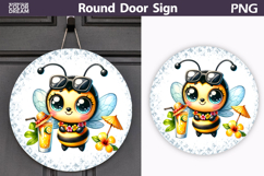 Summer Bee Round Door Sign | Tropical Floral Bumblebee Product Image 1