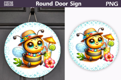 Summer Bee Round Door Sign | Tropical Floral Bumblebee Product Image 1