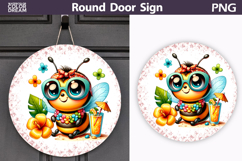 Summer Bee Round Door Sign | Tropical Floral Bumblebee Product Image 1