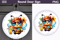 Summer Bee Round Door Sign | Tropical Floral Bumblebee Product Image 1