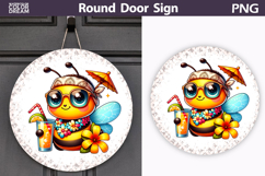 Summer Bee Round Door Sign | Tropical Floral Bumblebee Product Image 1