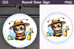 Summer Bee Round Door Sign | Tropical Floral Bumblebee Product Image 1
