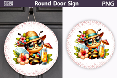 Summer Bee Round Door Sign | Tropical Floral Bumblebee Product Image 1