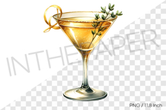Classic gin Bee's Knees cocktail with herb PNG Clipart Product Image 1