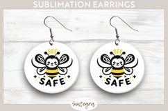 Bee Safe v1 Round Earrings Sublimation Product Image 1