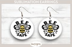 Bee Safe v2 Round Earrings Sublimation Product Image 1