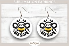 Bee Safe v3 Round Earrings Sublimation Product Image 1