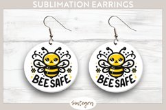 Bee Safe v4 Round Earrings Sublimation Product Image 1