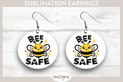 Bee Safe v5 Round Earrings Sublimation Product Image 1