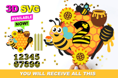 Honey Bee cake topper 3D SVG Product Image 1