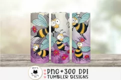 skinny tumbler design with cute bees illustrations