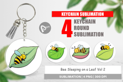 Keychain Sleeping Bee on Leaf Product Image 1