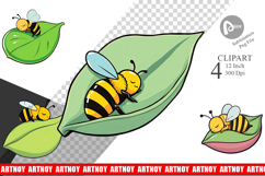 Sleeping Bee on Leaf Clipart Product Image 1