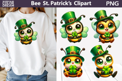 St Patrick Bee Clipart | Lucky Shamrock Sublimation Product Image 1