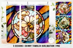 BEE Stained Glass Skinny Tumbler Sublimation Design PNG Product Image 1