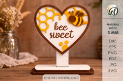 3D Bee Stand Laser Cut. Home Decor. Stand Decor SVG Product Image 1