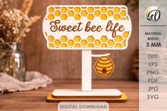 3D Bee Stand Laser Cut. Home Decor. Stand Decor SVG Product Image 1