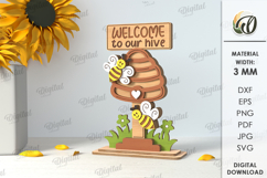 Bee stands Bundle Laser Cut. Honey Bee Home Decor SVG Product Image 10