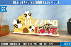 Bee Standing Sign with Elements Laser Cut | Honey Comb | CNC Product Image 1