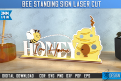 Bee Standing Sign with Elements Laser Cut | Honey Comb | CNC Product Image 1