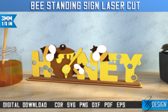 Bee Standing Sign with Elements Laser Cut | Honey Comb | CNC Product Image 1