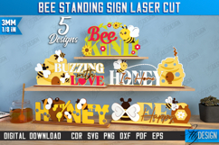 Bee Standing Sign Laser Cut Bundle, Honey Bee Shelf Sitter Product Image 1