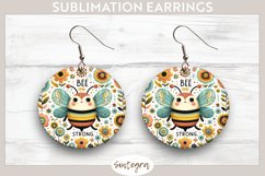 Bee Strong v3 Round Earrings Sublimation Product Image 1
