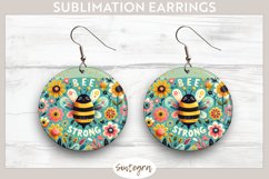 Bee Strong v4 Round Earrings Sublimation Product Image 1
