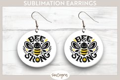 Bee Strong v5 Round Earrings Sublimation Product Image 1