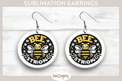 Bee Strong v8 Round Earrings Sublimation Product Image 1