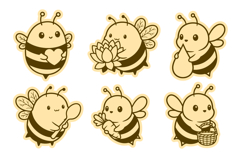 8x Chubby Bees Studs Earrings Laser Cut SVG Templates Product Image 2
