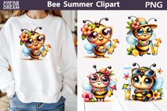 Summer Bee Clipart PNG | Tropical Bumblebee Sublimation Product Image 1