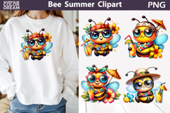 Summer Bee Clipart PNG | Tropical Bumblebee Sublimation Product Image 1