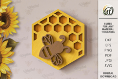 Bee tiered tray decor Laser Cut. Honey Bee Wall Decor SVG Product Image 5