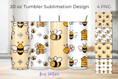 4 Honey Bee Tumbler Wrap 20 oz Seamless Pattern Hand Drawn Product Image 1