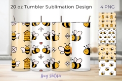 4 Honey Bee Tumbler Wrap 20 oz Seamless Pattern Hand Drawn Product Image 1