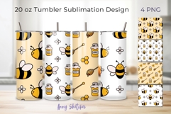 4 Honey Bee Tumbler Wrap 20 oz Seamless Pattern Hand Drawn Product Image 1