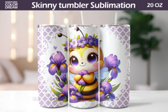 Purple Bee Iris Tumbler Wrap | Bumblebee Floral Sublimation Product Image 1