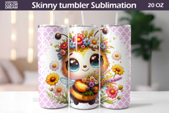 Daisy Bee Tumbler Wrap | Bumblebee Floral Sublimation Product Image 1