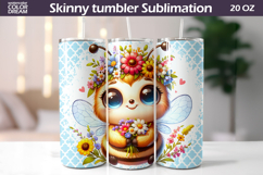 Daisy Bee Tumbler Wrap | Bumblebee Floral Sublimation Product Image 1