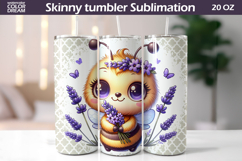 Purple Lavender Bee Tumbler Wrap | Bumblebee Floral Sublimat Product Image 1