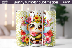 Tropical Hibiscus Bee Tumbler Wrap | Bumblebee Floral Sublim Product Image 1
