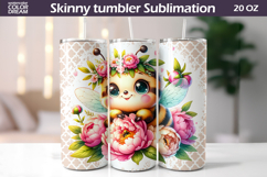 Pink Peony Bee Tumbler Wrap | Bumblebee Floral Sublimation Product Image 1