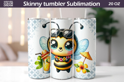 Summer Sunglasses Bee Tumbler Wrap | Tropical Sublimation Product Image 1