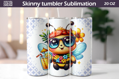 Summer Sunglasses Bee Tumbler Wrap | Tropical Sublimation Product Image 1