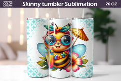 Summer Sunglasses Bee Tumbler Wrap | Tropical Sublimation Product Image 1