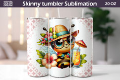 Summer Sunglasses Bee Tumbler Wrap | Tropical Sublimation Product Image 1